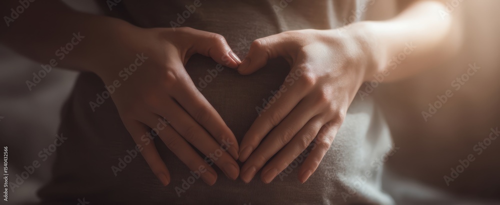 The Tender Heart Shape Created by Hands on a Baby Bump The Tender Heart Shape Created by Hands on a Baby Bump