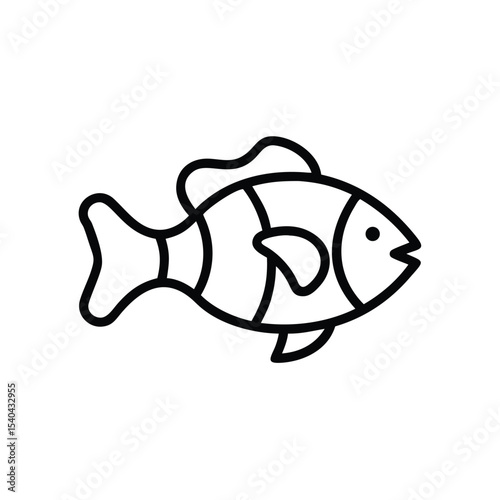 Hand drawn cute cartoon fish line art illustration