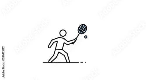 An illustration of a person playing badminton