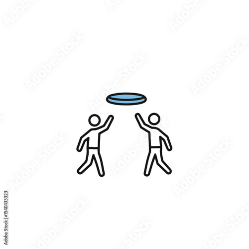 Two figures playing frisbee in a playful match. 