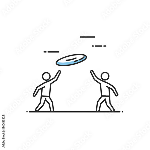 Two individuals engaged in a frisbee game against an plain backdrop, demonstrating leisure and recreation.