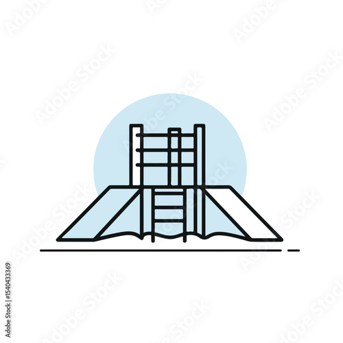 A simple illustration of a children's playground structure.