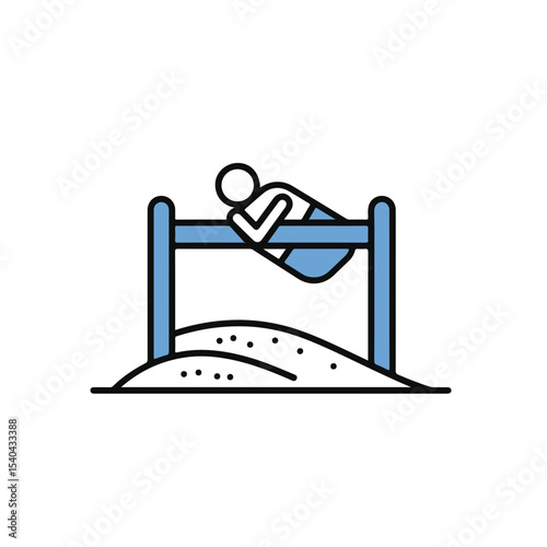 An illustration of a person resting on a bench with a sandpit beneath it.