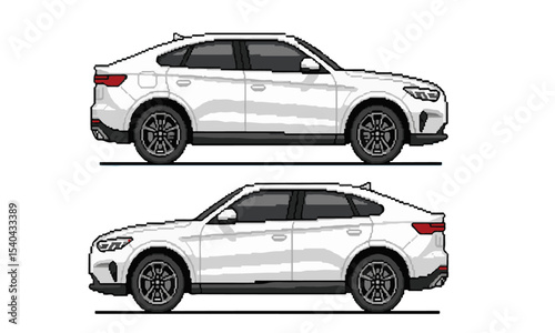 Modern Coupe SUV Pixel Art Illustration