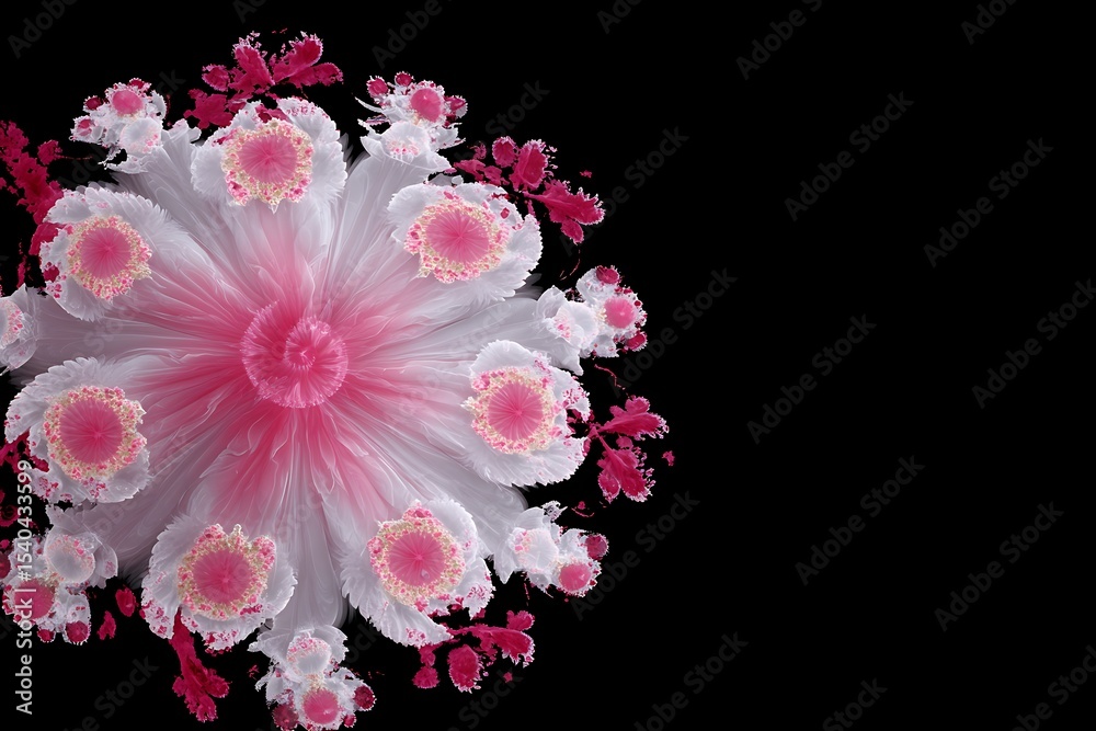 Obraz premium Pink flower isolated on black background.