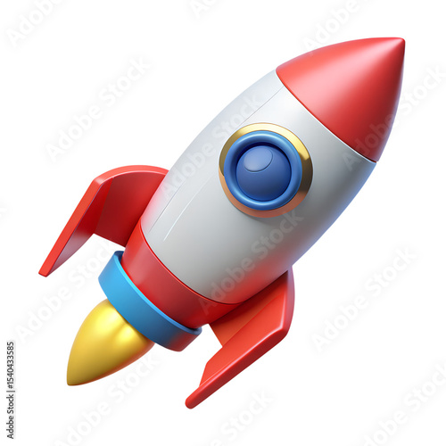 A 3D space rocket isolated on white, transparent background