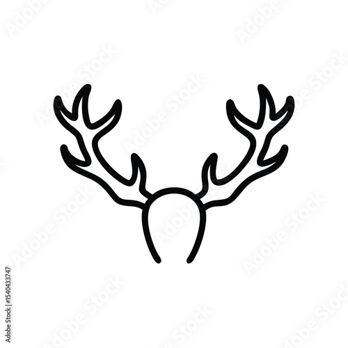 Hand drawn reindeer antlers headband holiday design element