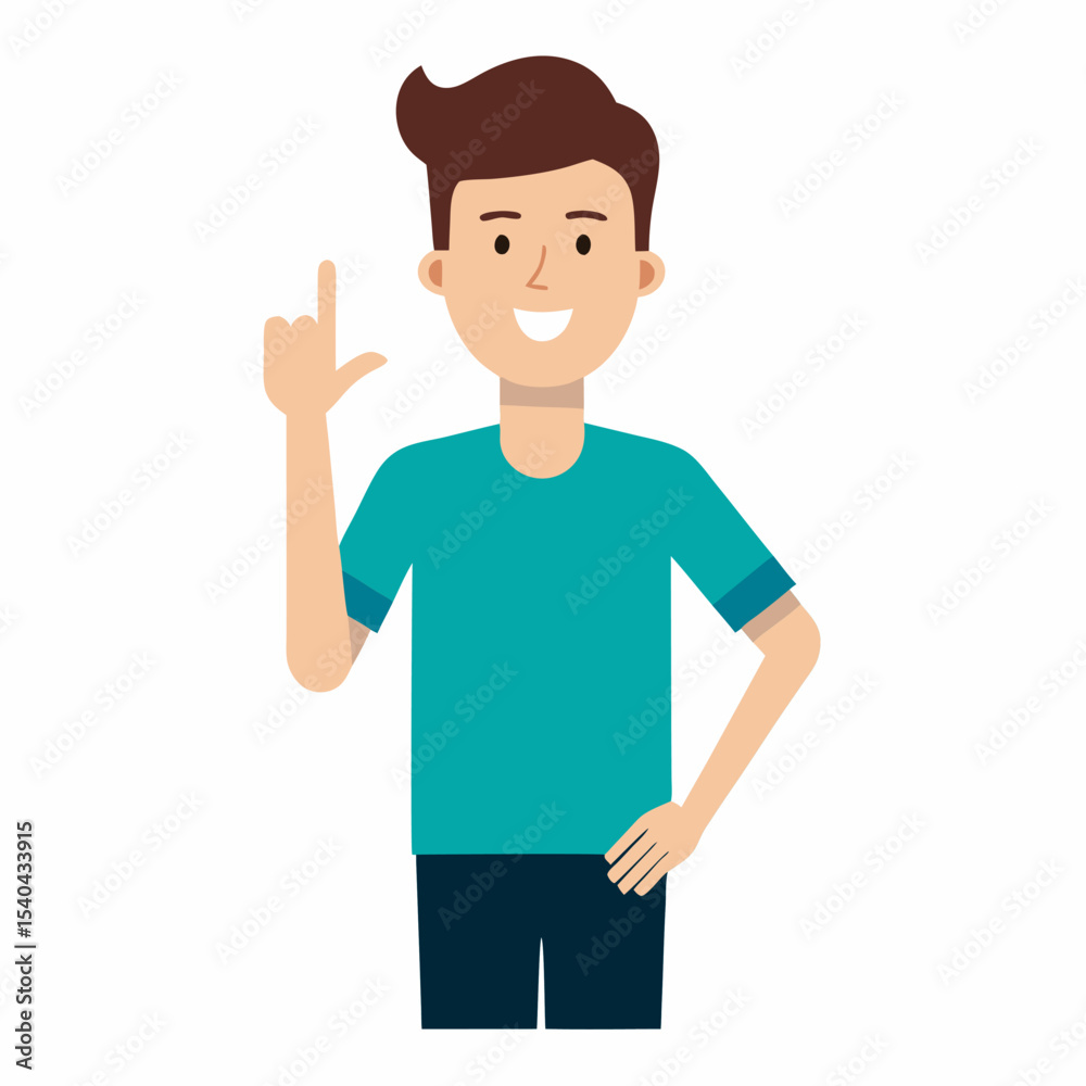 Minimal vector character of a hearing-impaired man doing sign language, wearing modern casual clothes, inclusive theme, flat design, white background Minimal vector character of a hearing-impaired man doing sign language, wearing modern casual clothes, inclusive theme, flat design, white background