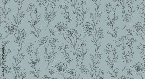 Seamless vintage floral damask pattern with ornate decorative leaves for textile and wallpaper design