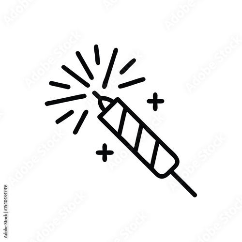 Festive sparkler hand drawn line art icon celebration party