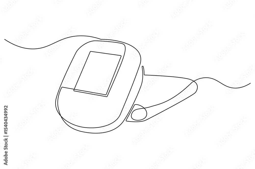Obraz premium Continuous one line drawing of Blood pressure examination result. Single line drawing illustration of Digital Blood Pressure Monitor. Medical equipment concept vector art. Doodle line illustration.