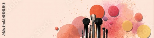 Colorful Makeup Brushes on Artistic Background