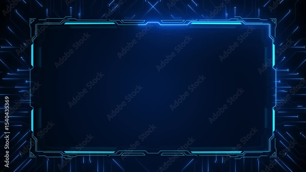 Hi-tech futuristic Artificial Intelligence engine in 4K Frame HUD element. viewfinder. viewfinder. heads up display screen scanner. circle interfaces Hologram VHS Noise Background In Hi Future Frame.