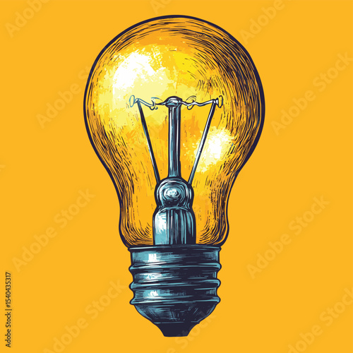 Light Bulb. Concept and ideas, hand-drawn illustration. Vector