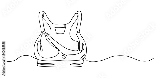 Continuous line art of bra, Continuous one simple single line drawing of push up bra icon in silhouette on a white background. Linear stylized,  Bathing Suit Bikini Single Line Drawing with Editable.