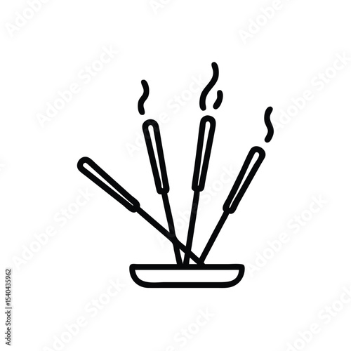 Hand drawn incense sticks burning in a holder