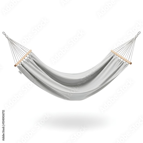 Relaxing grey fabric hammock with wooden spreads