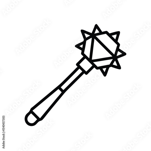 Hand drawn line art medieval spiked mace weapon illustration