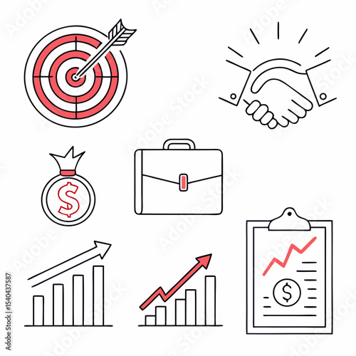 Minimal Line Icon of Target with Arrow – Business Goal Symbol