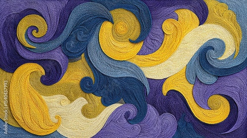 Abstract swirling patterns in vibrant colors create a dynamic visual experience, evoking energy