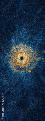 Abstract Swirling Blue and Gold Pattern