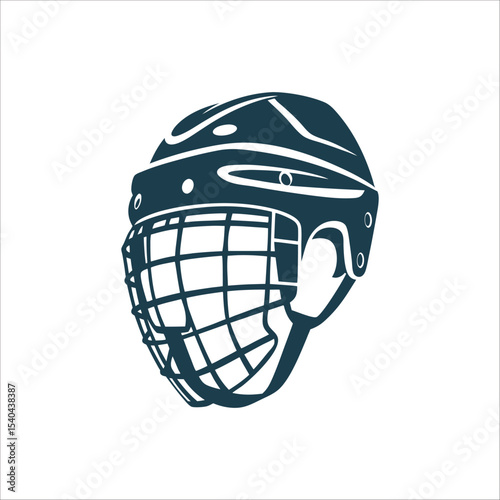 Hockey Helmet with Cage, Isolated Vector Hockey Helmet Ice Rounded with cage visor