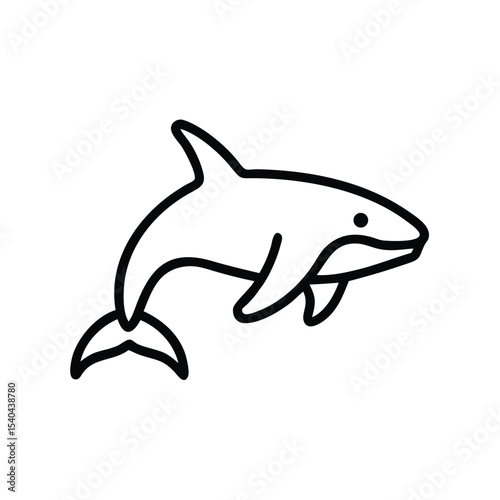 Hand drawn orca whale line art ocean animal illustration