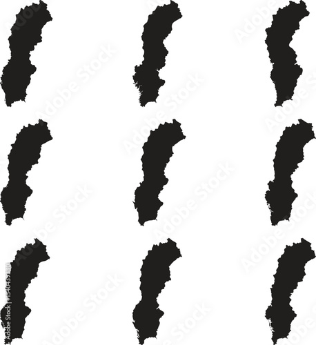 Sweden map black silhouette vector style with white background