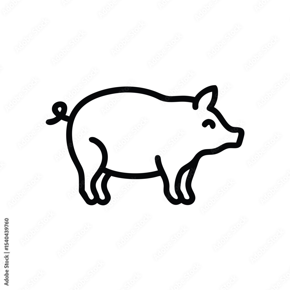 Obraz premium Hand drawn line art pig illustration simple design