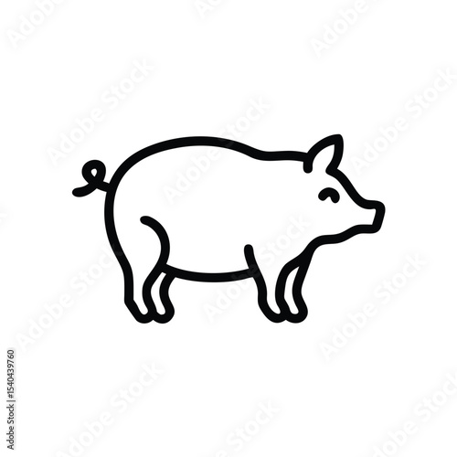 Hand drawn line art pig illustration simple design