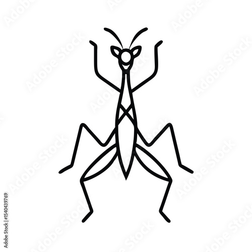 Hand drawn praying mantis insect line art illustration