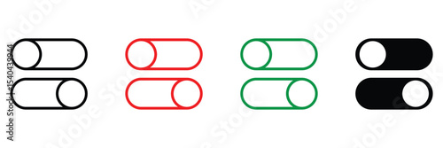 Toggle switch interface button power control on off slider enable disable option choice UI UX setting flat icon vector illustration.