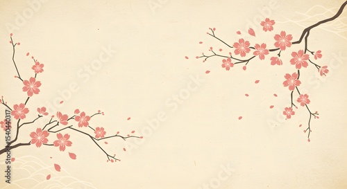 Pink cherry blossom flowers on a grunge background evoke the beauty of spring, a floral nature design perfect for wallpaper or art