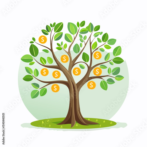 Vector image:  Harvest of a Seasonal Money Tree 17