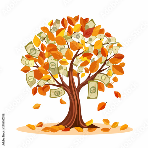 Vector image:  Harvest of a Seasonal Money Tree 12