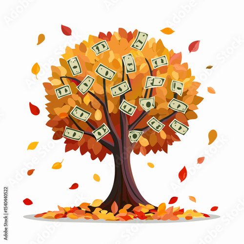 Vector image:  Harvest of a Seasonal Money Tree 11