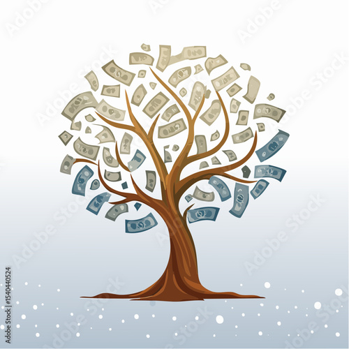 Vector image:  Harvest of a Seasonal Money Tree 16