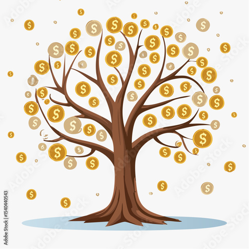 Vector image:  Harvest of a Seasonal Money Tree 13