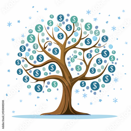 Vector image:  Harvest of a Seasonal Money Tree 15