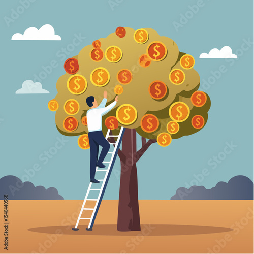 Vector image:  Harvest of a Seasonal Money Tree 24