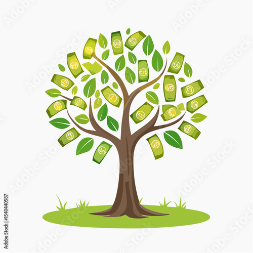 Vector image:  Harvest of a Seasonal Money Tree 