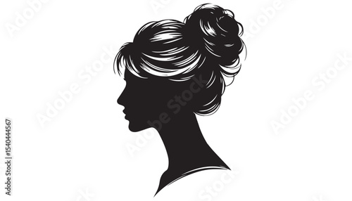 black color woman face silhouette vector illustration, solid white background