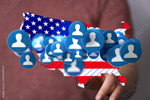 Visual representation of a nationwide network, connecting individuals across the United States.