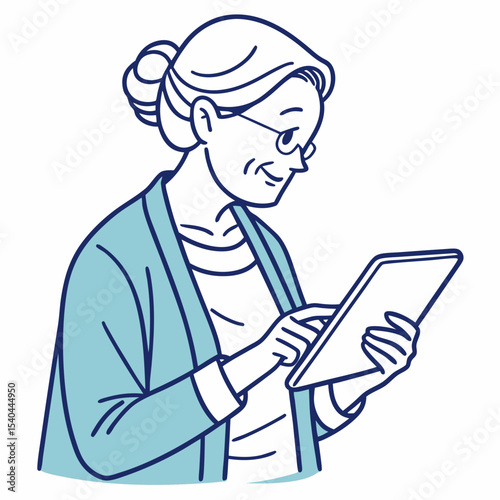 Senior woman using tablet digital device technology elderly internet online
