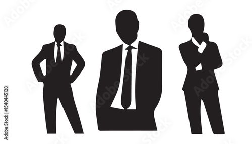 black color businessman set silhouette vector illustration, solid white background