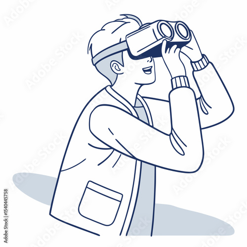 Young man using virtual reality headset exploring new worlds