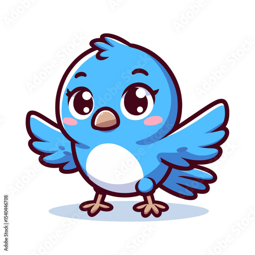 Adorable Cartoon Bird Sitting Calmly, Vector Flat Animal Illustration

