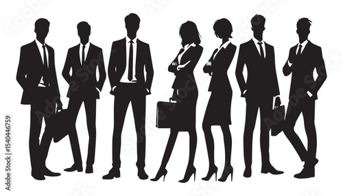 black color businessman and woman set silhouette vector illustration, solid white background