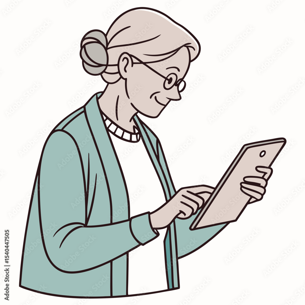 Elderly woman using tablet digital device technology senior citizen Elderly woman using tablet digital device technology senior citizen