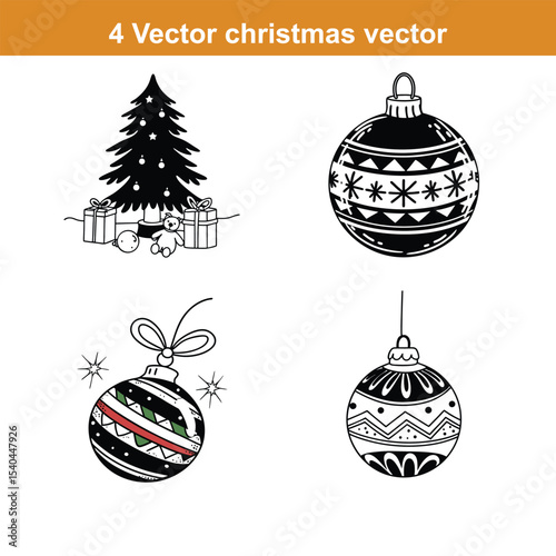 Christmas icon On A Flat Circle,Christmas Ornament,Christmas Balls Icon with Long Shadow